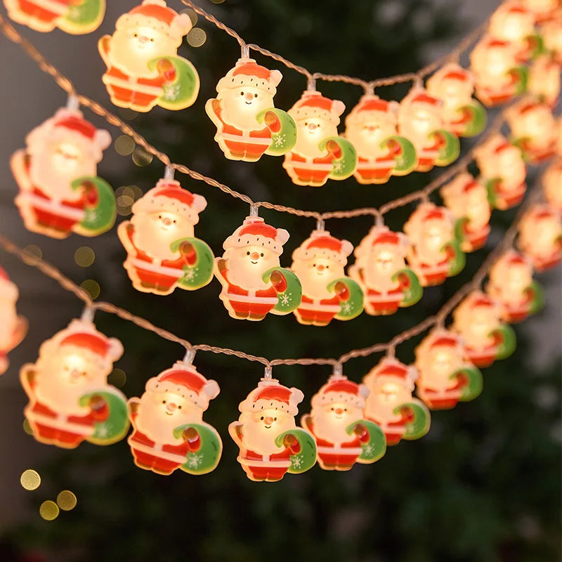 Christmas Creative Decorative Atmosphere Lights Solar Lamp String Led Santa Claus Snowman String Lights Party Decorations