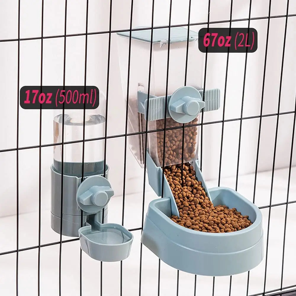 Automatic Pet Feeder Cage Hanging Bowl Water Bottle Food Container Dispenser For Puppy Cats Rabbit Birds Pet Feeding Product
