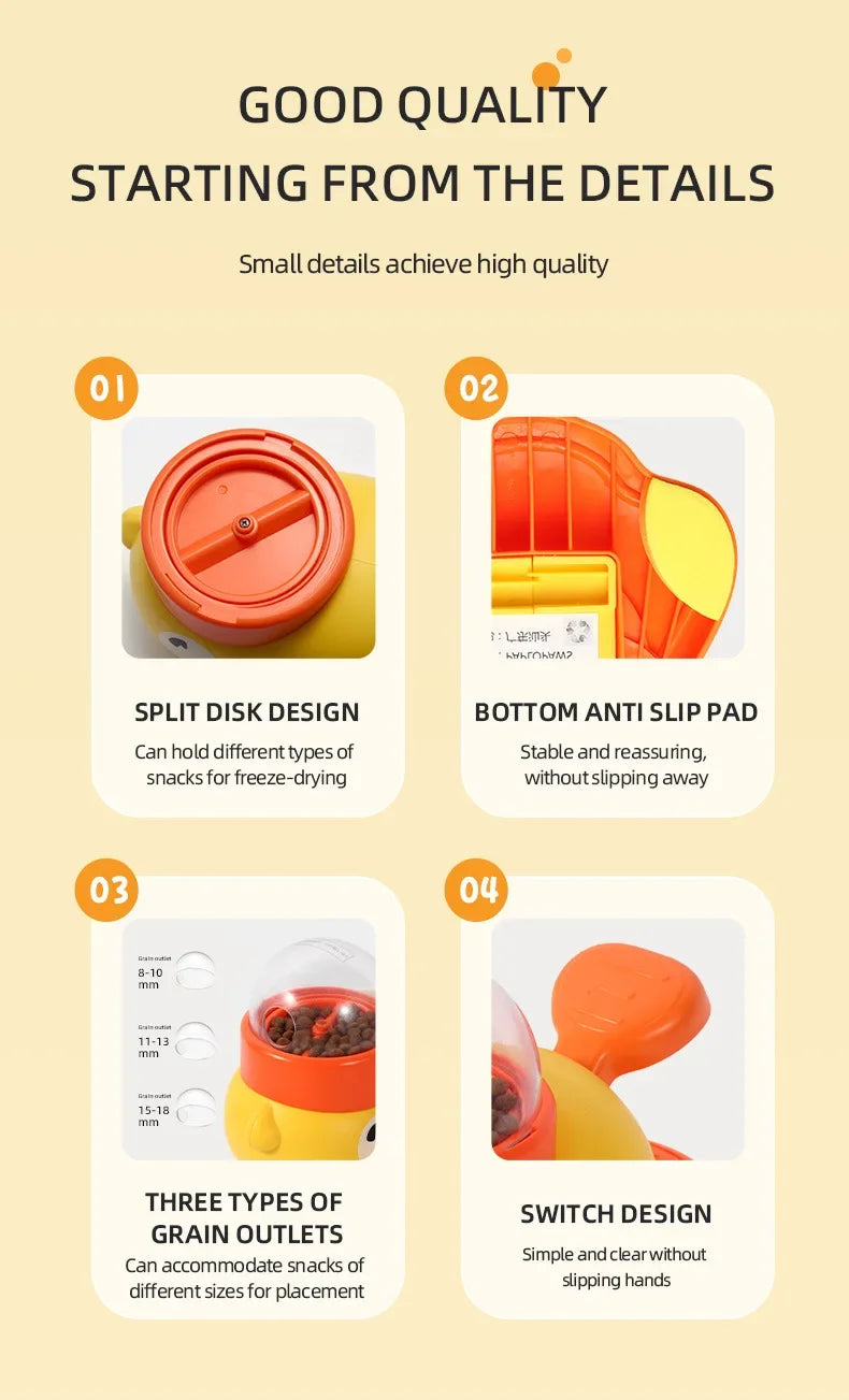 "Hands-On Duck Pet Toy Feeder - Eco-Friendly Design with Non-Toxic Paint, Stimulates Natural Foraging Instincts"