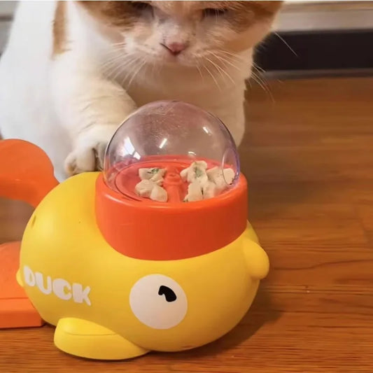 "Hands-On Duck Pet Toy Feeder - Eco-Friendly Design with Non-Toxic Paint, Stimulates Natural Foraging Instincts"